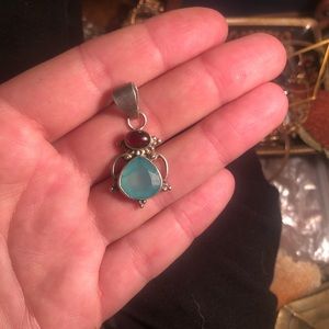 Sterling silver Chalcedony and Garnet Pendant